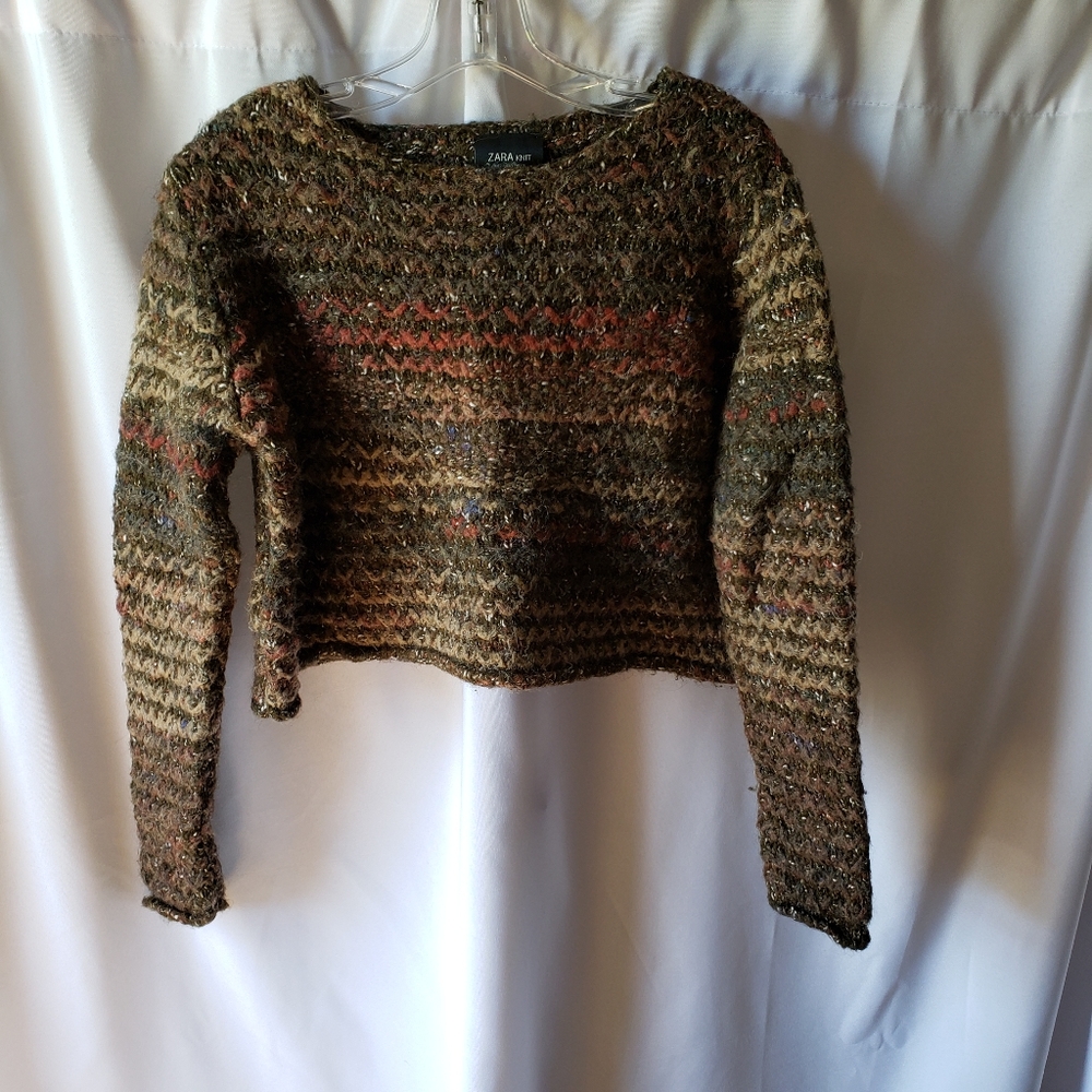 Zara Knit Cropped Round Neck Jumper Sweater Medium size s